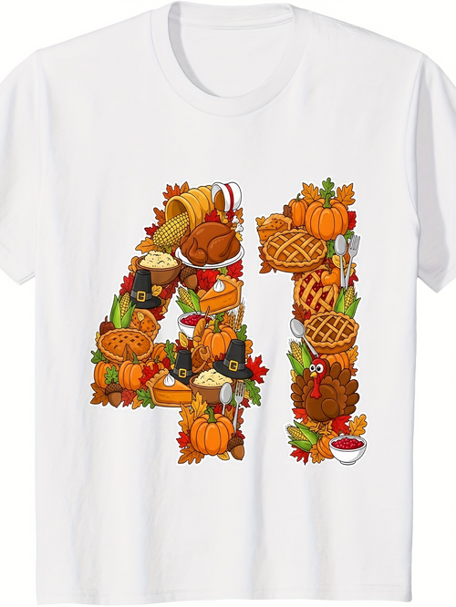 Men's Graphic T-Shirt Harvest Pumpkins Pies And Autumn Leaves Number Forty One