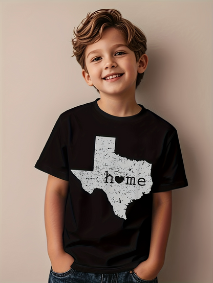 Men's Graphic T-Shirt Home With Texas Map Design Under Soft Letters