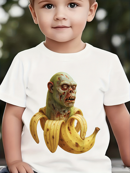Men's Graphic T-Shirt Surreal Ripe Banana With Zombie Face Creature Fusion