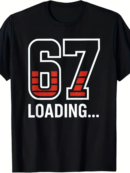 Men's Graphic T-Shirt Loading Progress Bars With Red Accents Number Sixty Seven