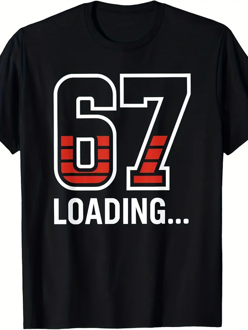 Men's Graphic T-Shirt Loading Progress Bars With Red Accents Number Sixty Seven