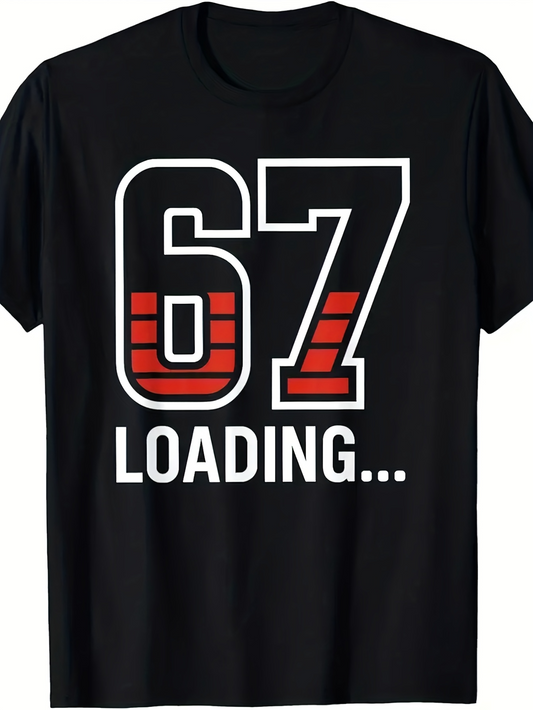 Men's Graphic T-Shirt Loading Progress Bars With Red Accents Number Sixty Seven
