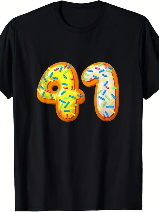 Men's Graphic T-Shirt Sprinkles Covered Doughnut Birthday Themed Forty One Number