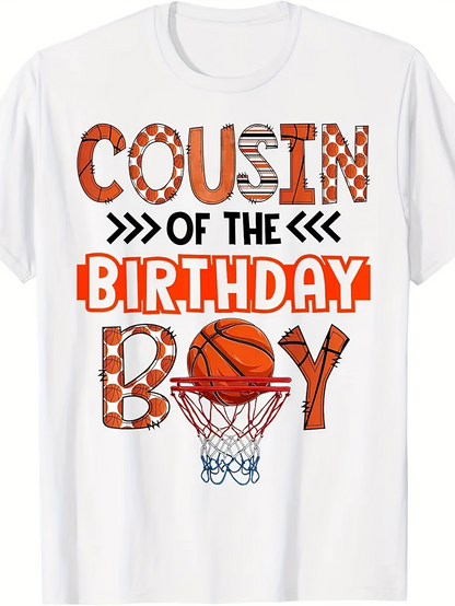Men's Graphic T-Shirt Cousin Of The Birthday Boy With Basketball Net Graphic Design