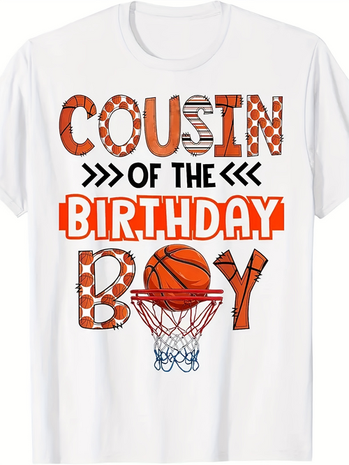 Men's Graphic T-Shirt Cousin Of The Birthday Boy With Basketball Net Graphic Design