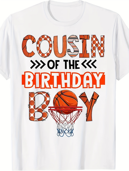 Men's Graphic T-Shirt Cousin Of The Birthday Boy With Basketball Net Graphic Design