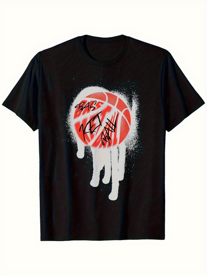 Men's Graphic T-Shirt Graffiti Paint Splatter Red Urban Street Basketball