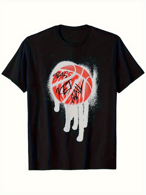 Men's Graphic T-Shirt Graffiti Paint Splatter Red Urban Street Basketball