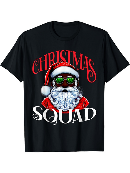 Men's Graphic T-Shirt Christmas Squad With Santa Wearing Cool Sunglasses In Festive Style