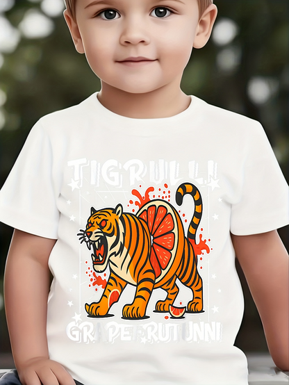 Men's Graphic T-Shirt JIGRUUU GRIPEFRUTUNNI With Blood Splashed Tiger And Citrus Patterned Body Tiger