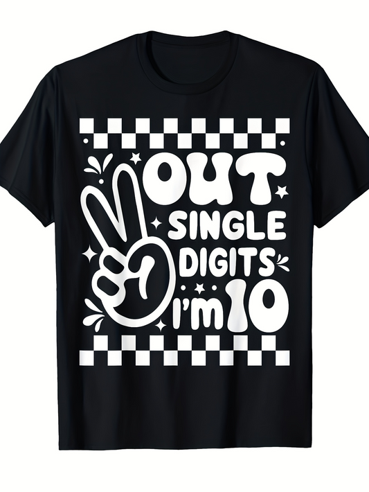 Men's Graphic T-Shirt Out Single Digits Im 10 Playful Peace Sign Birthday Theme