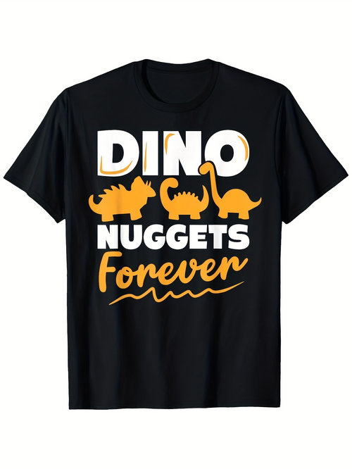 Men's Graphic T-Shirt Dino Nuggets Forever Whimsical Prehistoric Scene With Fun Cartoon Dinosaurs