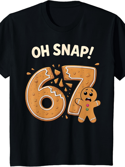Men's Graphic T-Shirt Oh Snap Broken Cookie Numbers With Cute Gingerbread Figure