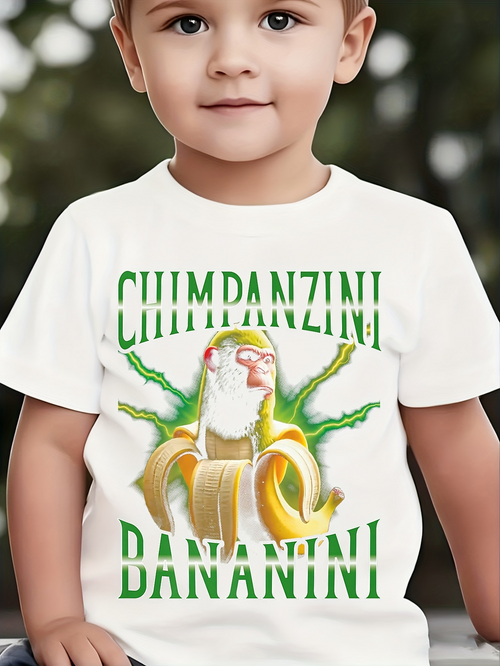 Men's Graphic T-Shirt Chimpanzini Banazini Cartoon Character With Lush Banana Leaves Chimpanzee