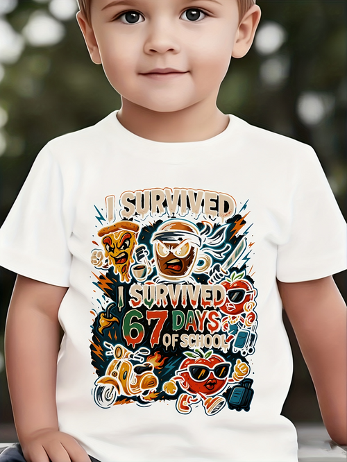 Men's Graphic T-Shirt I Survived Seventy Days Of Summer With Playful Cartoon Sunglasses Tiger