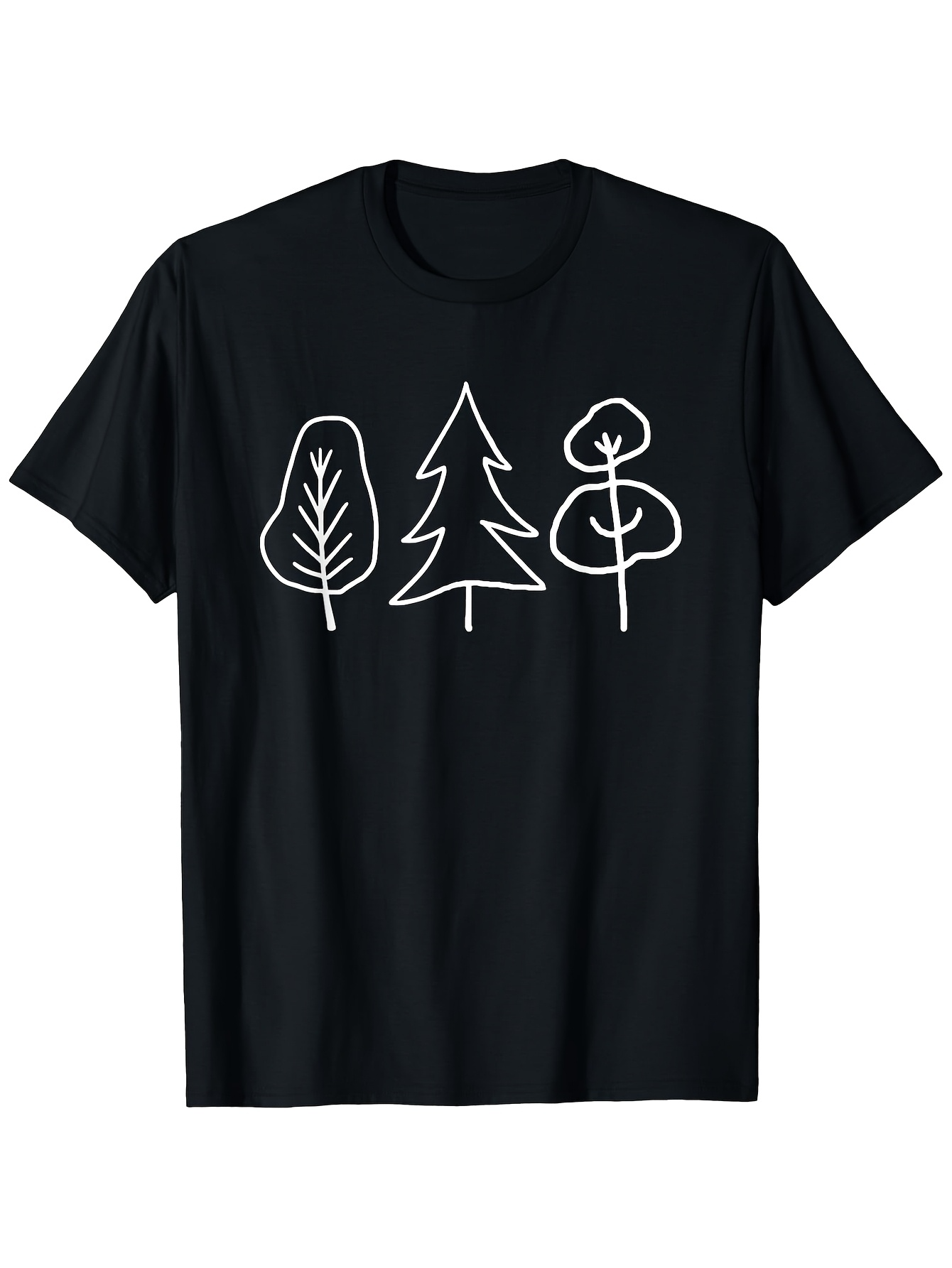 Men's Graphic T-Shirt Hand Drawn Line Art Of Minimalistic Forest Trees Nature Graphic T Shirt