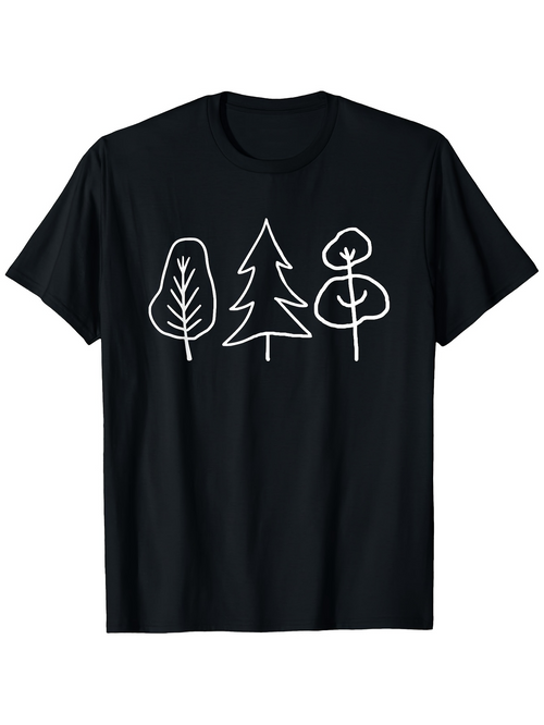 Men's Graphic T-Shirt Hand Drawn Line Art Of Minimalistic Forest Trees Nature Graphic T Shirt
