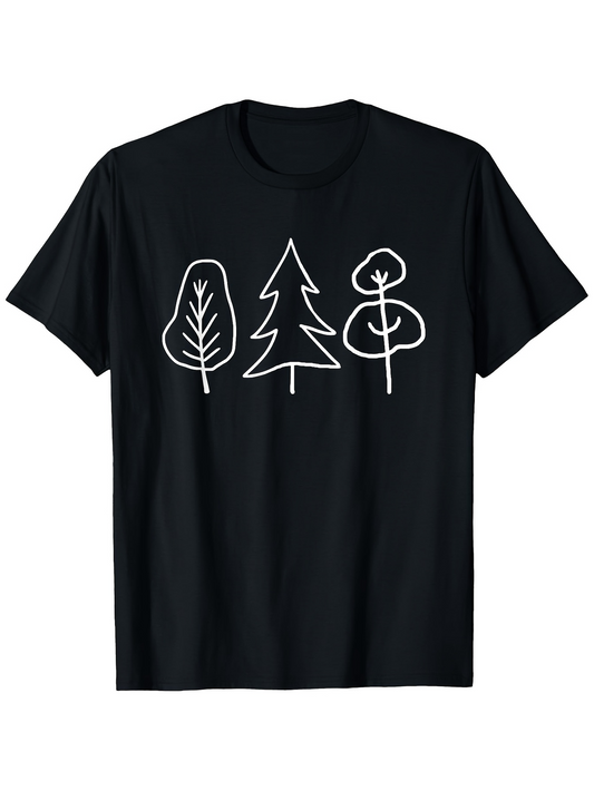 Men's Graphic T-Shirt Hand Drawn Line Art Of Minimalistic Forest Trees Nature Graphic T Shirt