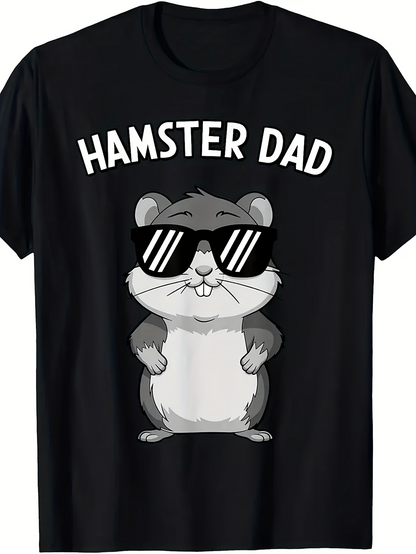 Men's Graphic T-Shirt Hamster Dad With Sunglasses Standing In Cool Pose Hamster