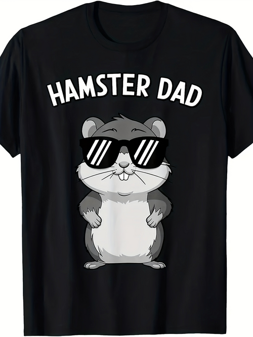 Men's Graphic T-Shirt Hamster Dad With Sunglasses Standing In Cool Pose Hamster
