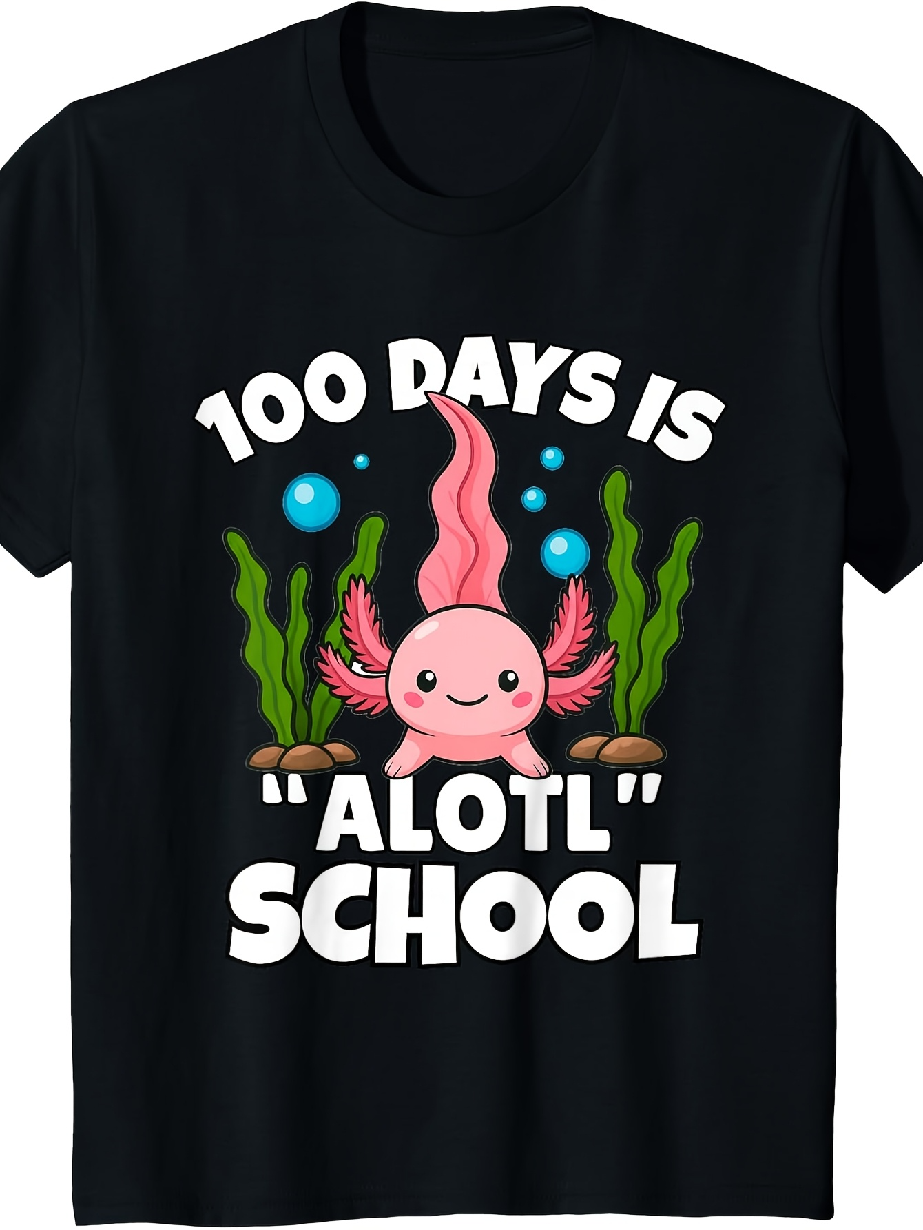 Men's Graphic T-Shirt One Hundred Days Is Alotl With Axolotl In Cute Aquatic Plants