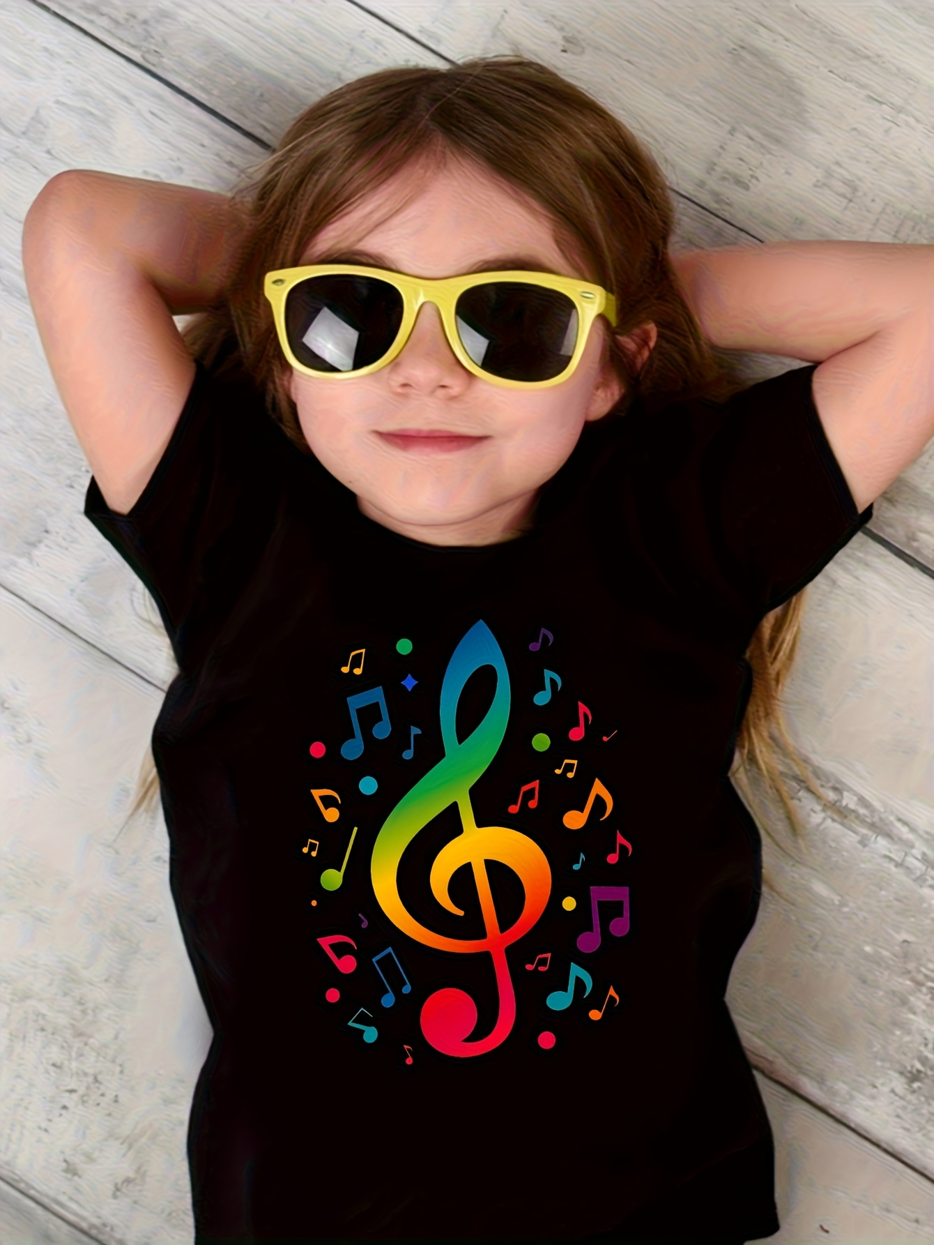 Men's Graphic T-Shirt Colorful Musical Notes Surrounding A Vibrant Treble Clef Symbol