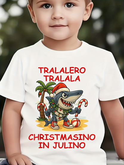 Men's Graphic T-Shirt Tralalero Tralala Shark In Santa Hat With Palm Trees And Candy Canes