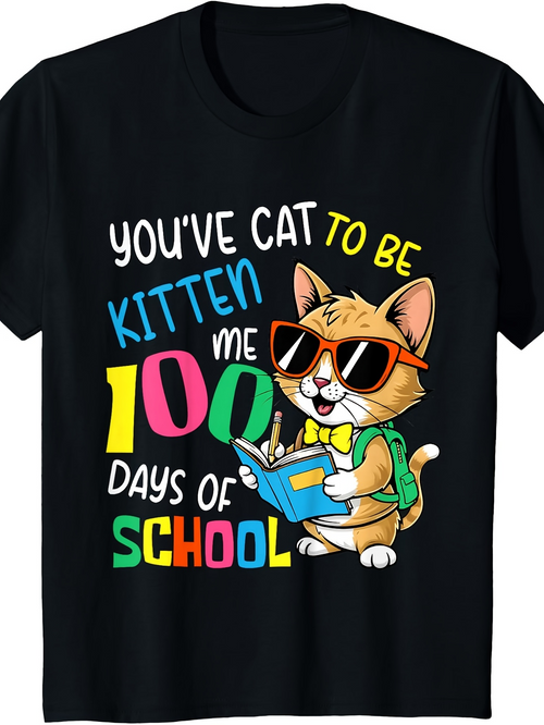 Men's Graphic T-Shirt Youve Cat To Be Kitten Me Bright Colors With Cool Sunglasses School Cat