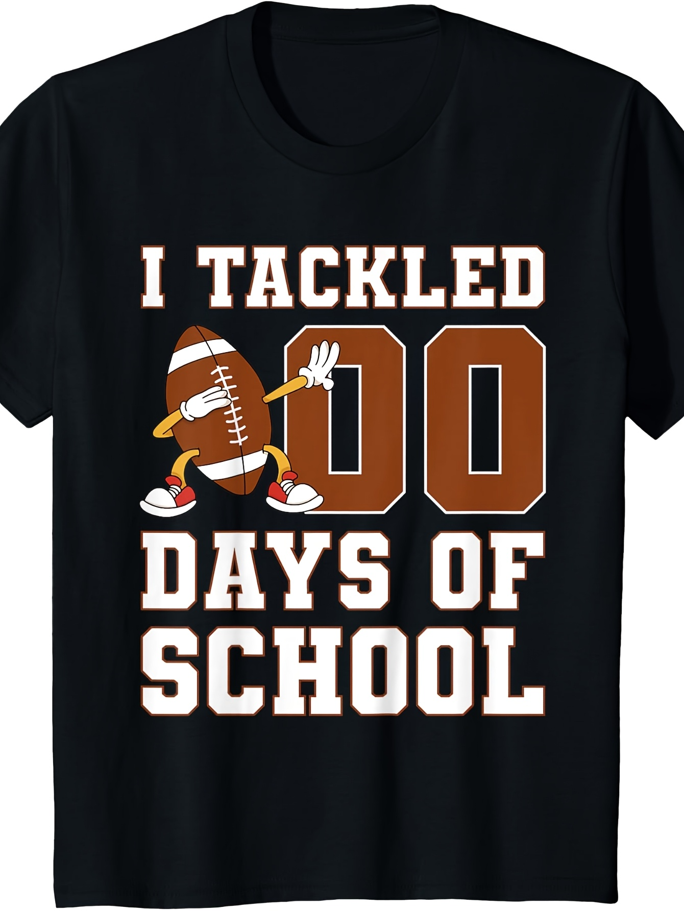 Men's Graphic T-Shirt I Tackled One Hundred Days Of School With Cartoon Football Character