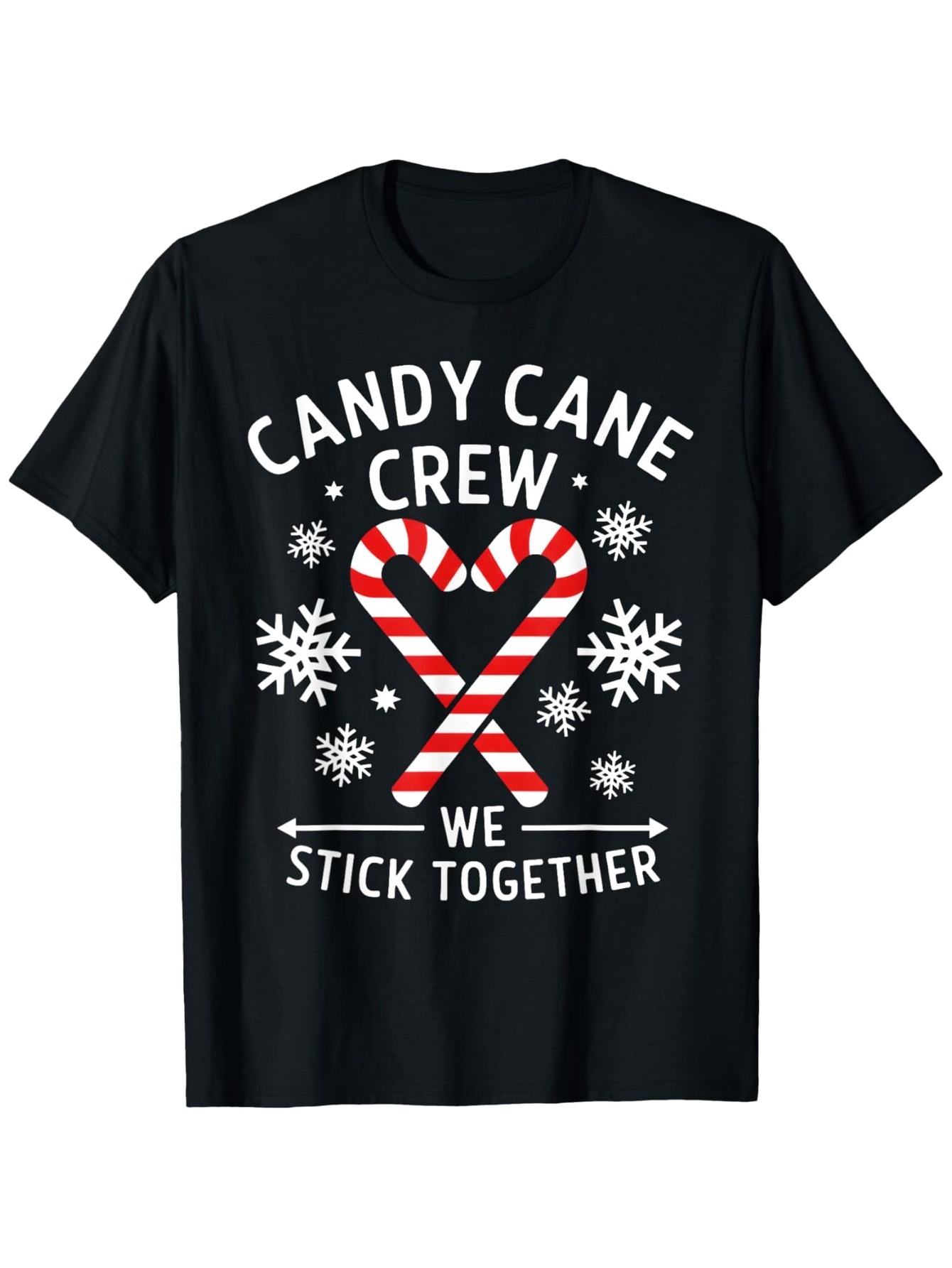 Men's Graphic T-Shirt Candy Cane Crew With Striped Heart Surrounded By Snowflake Candy Cane