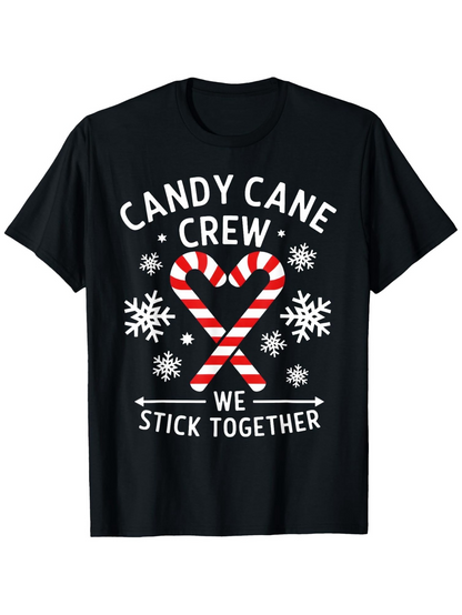 Men's Graphic T-Shirt Candy Cane Crew With Striped Heart Surrounded By Snowflake Candy Cane