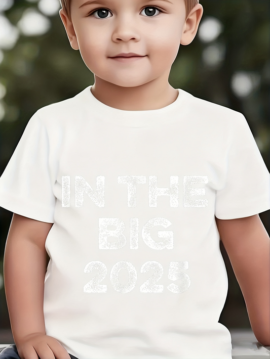 Men's Graphic T-Shirt In The Big 2023 Playful Urban Typography On White Cotton Shirt