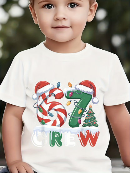 Men's Graphic T-Shirt Festive Candy Canes And Christmas Tree Crew Shirt