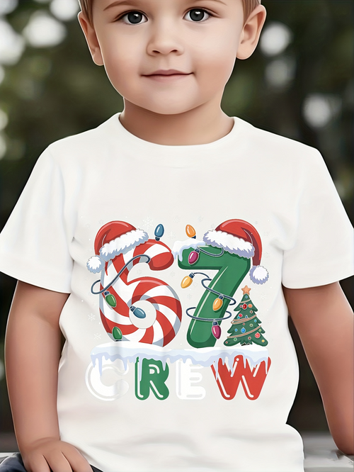 Men's Graphic T-Shirt Festive Candy Canes And Christmas Tree Crew Shirt
