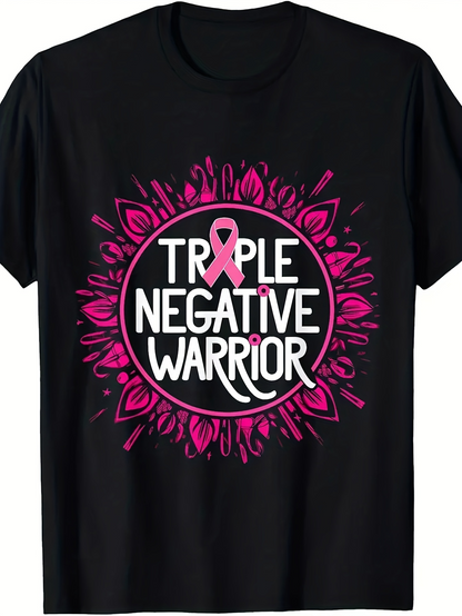 Men's Graphic T-Shirt Triple Negative Warrior Pink Petals Sunburst With Ribbon In Center