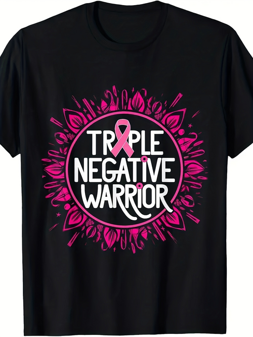 Men's Graphic T-Shirt Triple Negative Warrior Pink Petals Sunburst With Ribbon In Center