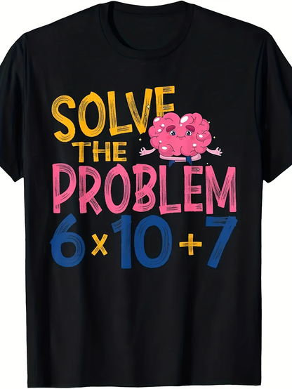 Men's Graphic T-Shirt Solve The Problem With Pink Frosted Donut And Math Numbers Equation