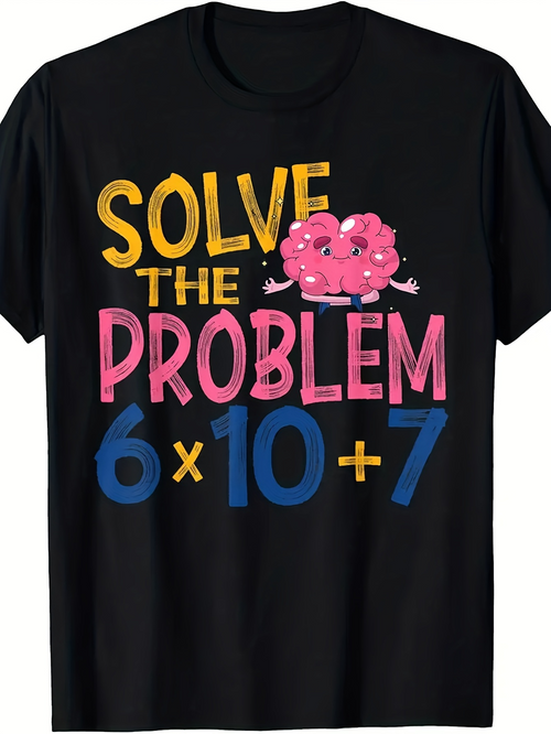 Men's Graphic T-Shirt Solve The Problem With Pink Frosted Donut And Math Numbers Equation