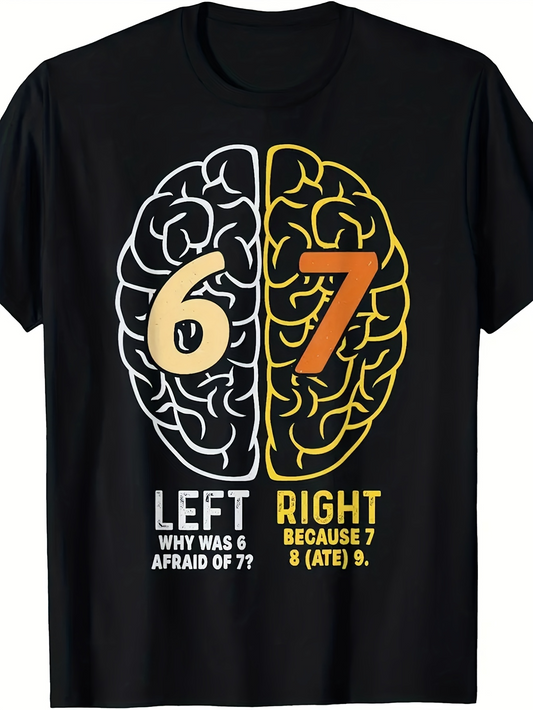 Men's Graphic T-Shirt Left Right Brain Graphic With Number Seven And Six