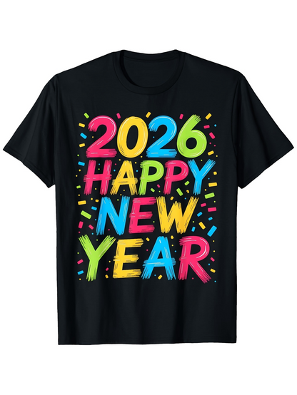 Men's Graphic T-Shirt 2026 Happy New Year Colorful Pattern Confetti Festive Event Celebration T Shirt
