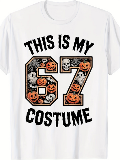 Men's Graphic T-Shirt This Is My Costume With Pumpkins Skulls And Spider Webs Sixty Seven