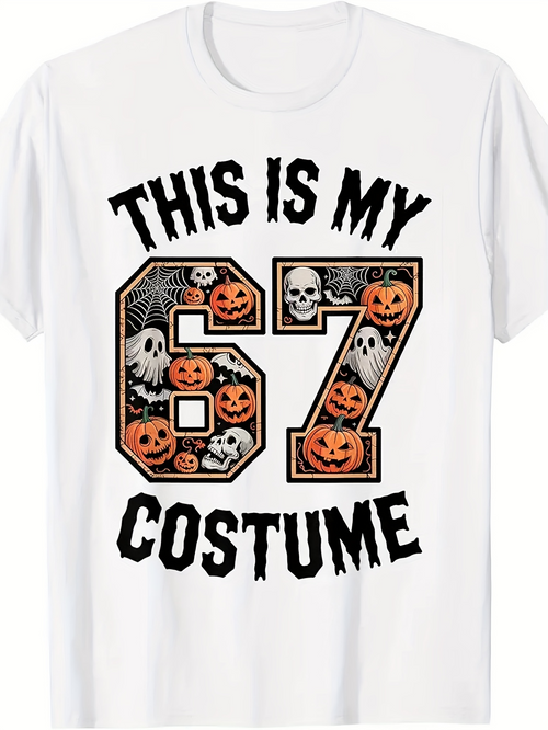 Men's Graphic T-Shirt This Is My Costume With Pumpkins Skulls And Spider Webs Sixty Seven
