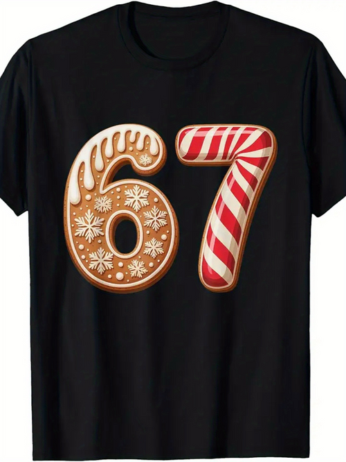 Men's Graphic T-Shirt Gingerbread and Candy Cane Winter Festive Number