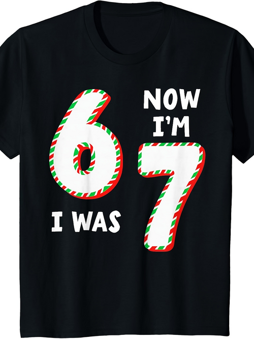 Men's Graphic T-Shirt Now I Am Seven Festive Stripe Number Birthday Tee