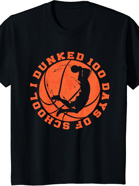 Men's Graphic T-Shirt I Dunked 100 Days Of School Basketball Player With Orange Basketball