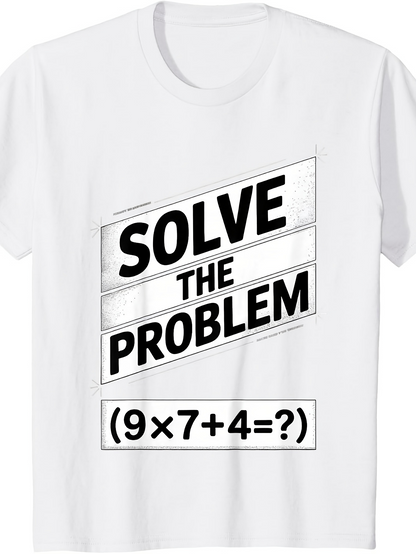 Men's Graphic T-Shirt Solve The Problem Bold Modern Typography With Math Equation Design T Shirt