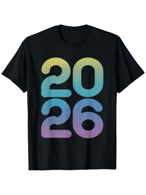 Men's Graphic T-Shirt Gradient Neon Lines With Curved Digits And Pastel Glow Number