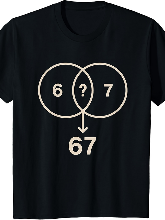 Men's Graphic T-Shirt Funny Math Puzzle With Question Mark Between Overlapping Circles Diagram