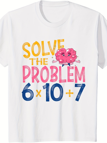 Men's Graphic T-Shirt Solve The Problem With Pink Sprinkles Donut And Blue Numbers