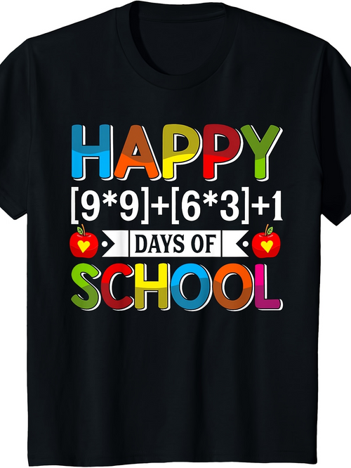 Men's Graphic T-Shirt Colorful Chalkboard With Apples And Math Equations School